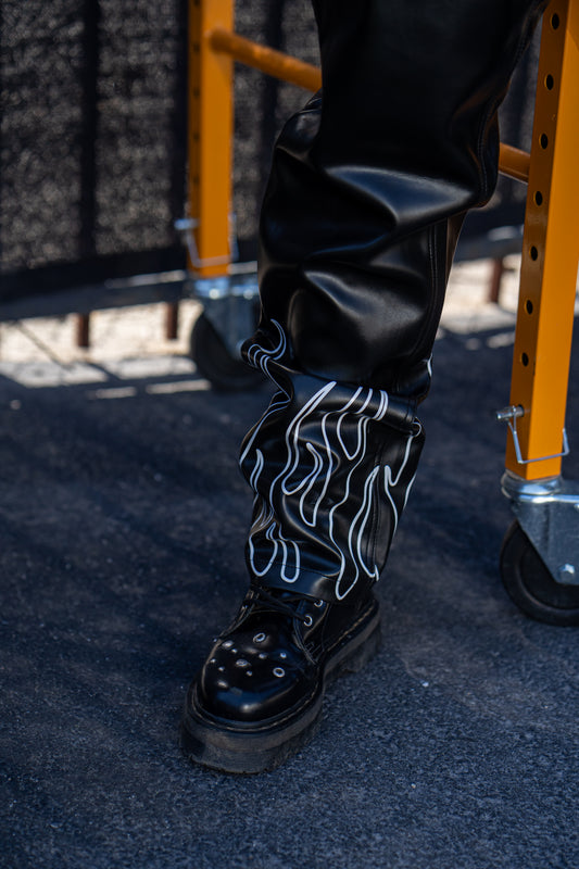Flame leather pants